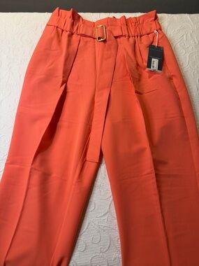 Worthington Coral Paperbag Waist Pants with Belt Georgia Peach NWT.